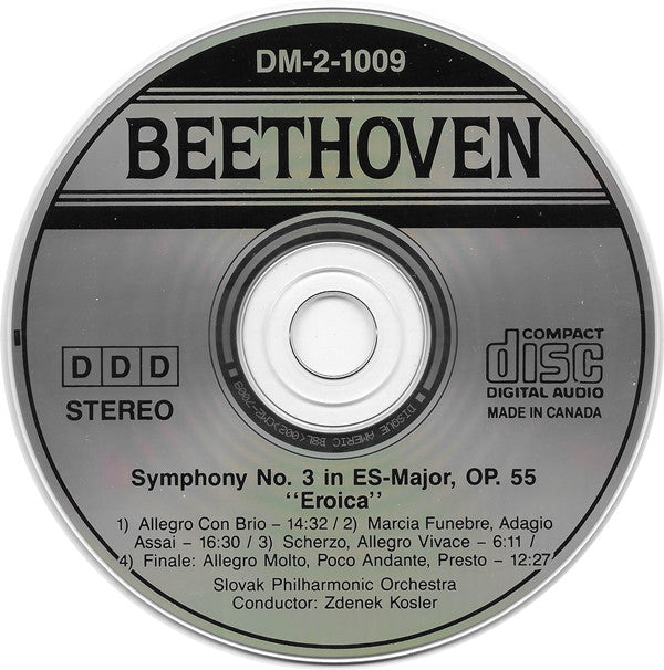 Ludwig van Beethoven / Slovak Philharmonic Orchestra Conducted By: Zdeněk Košler : Symphony No. 3 In ES-Major, Op. 55 "Eroica" (CD, Album)