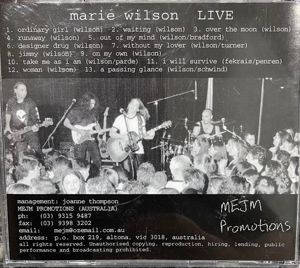 Marie Wilson : Marie Wilson Live (CD, Album)