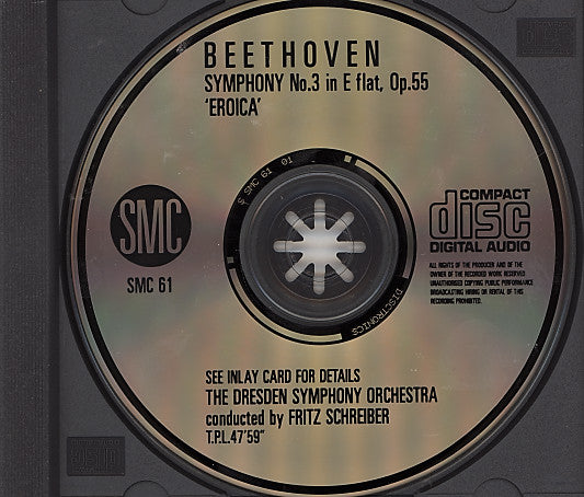 Beethoven*, The Dresden Symphony Orchestra*, Fritz Schreiber : Symphony No. 3 In E Flat, Op. 55 "Eroica" (CD, RE, RM)
