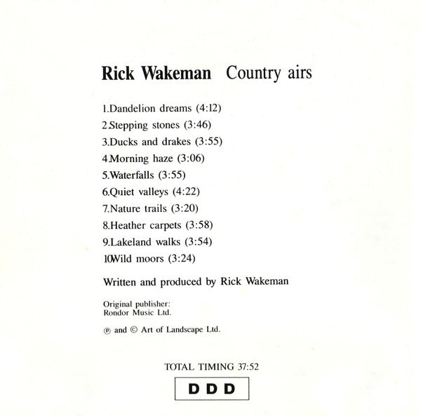Rick Wakeman : Country Airs (CD, Album, RE)