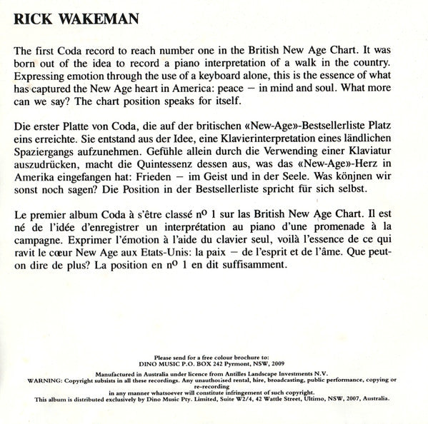Rick Wakeman : Country Airs (CD, Album, RE)