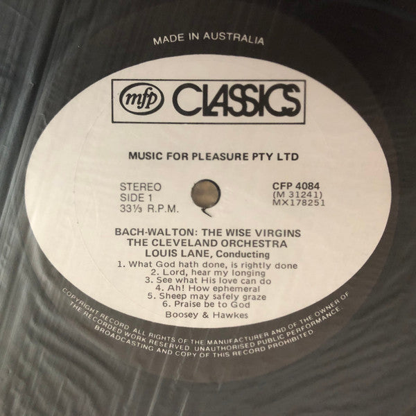 Johann Sebastian Bach - Sir William Walton / Domenico Scarlatti - Vincenzo Tommasini - The Cleveland Orchestra / Louis Lane : The Wise Virgins (Ballet Suite) / The Good-Humoured Ladies (Ballet Suite) (LP, Album, RE)