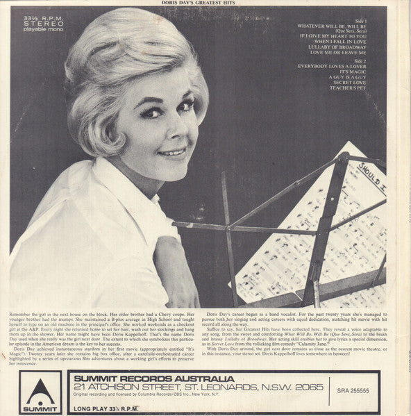 Doris Day : Doris Day's Greatest Hits (LP, Comp)