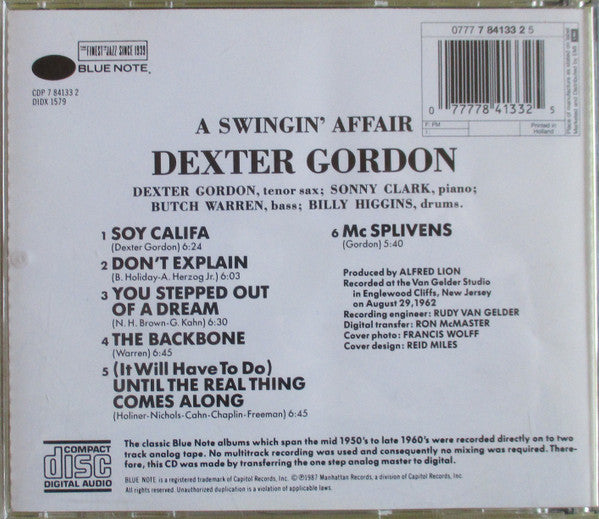 Dexter Gordon : A Swingin' Affair (CD, Album, RE)