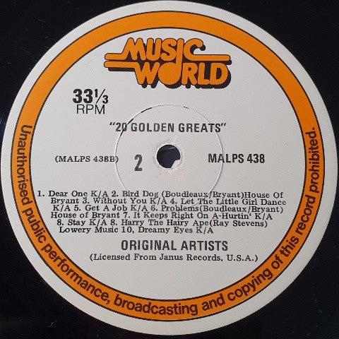 Various : 20 Golden Greats (LP, Album, Comp)