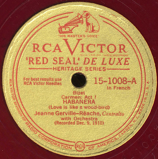 Jeanne Gerville-Réache : Habanera / Chanson Du Tigre (12", Red)