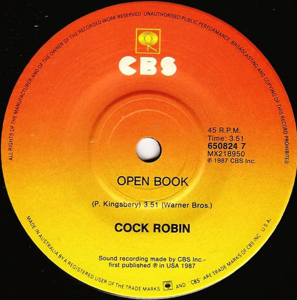 Cock Robin : Just Around The Corner (7", Single)