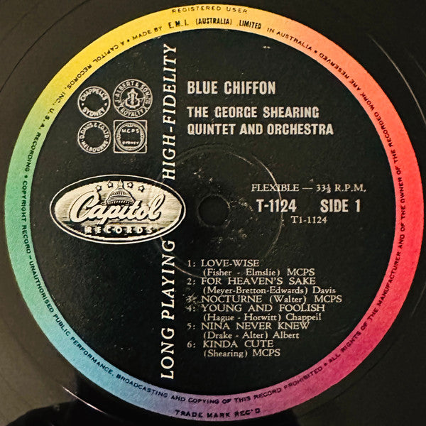 The George Shearing Quintet And Orchestra* : Blue Chiffon (LP, Album, Mono)