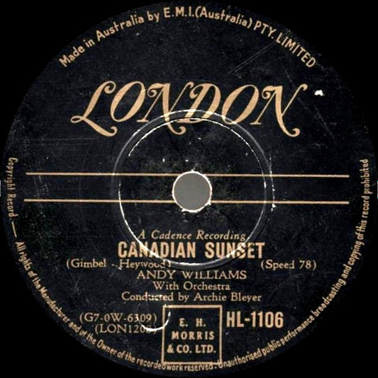 Andy Williams : Canadian Sunset / High Upon A Mountain (Shellac, 10")