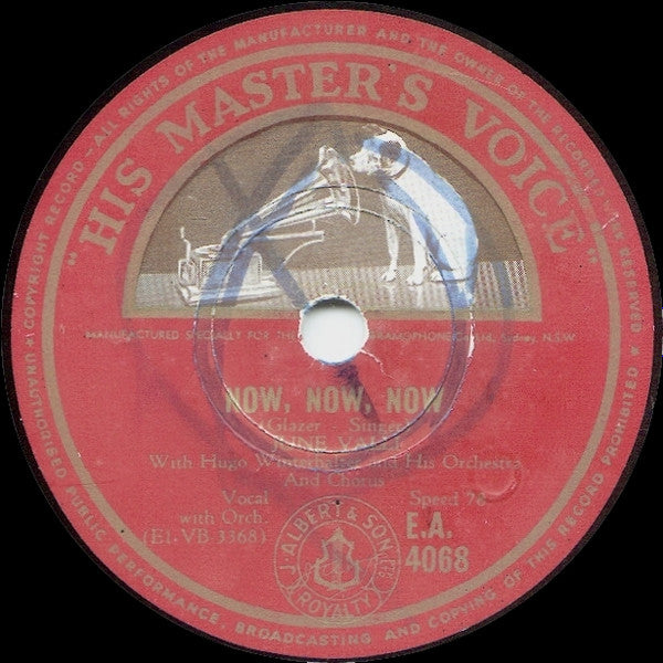 June Valli : Now, Now, Now / The Three Bells (The Jimmy Brown Song) (Shellac, 10")