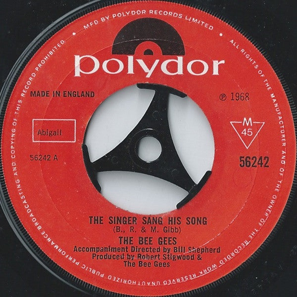 The Bee Gees* : The Singer Sang His Song (7", Single, Mono)