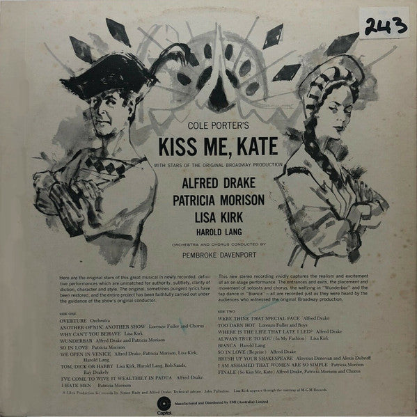 Alfred Drake, Patricia Morison, Lisa Kirk, Harold Lang, Cole Porter : Kiss Me, Kate (LP, Album)