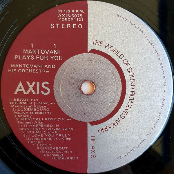 Mantovani And His Orchestra : Mantovani Plays For You (LP, Album)