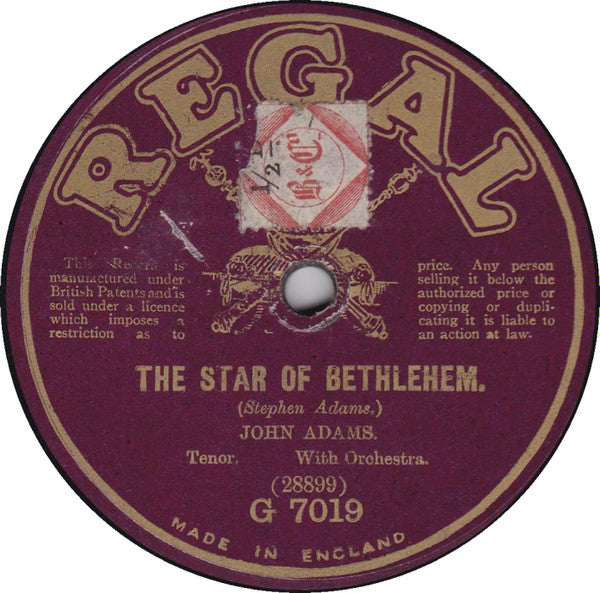 John Adams (35) : The Star Of Bethlehem / The Holy City (Shellac, 10")