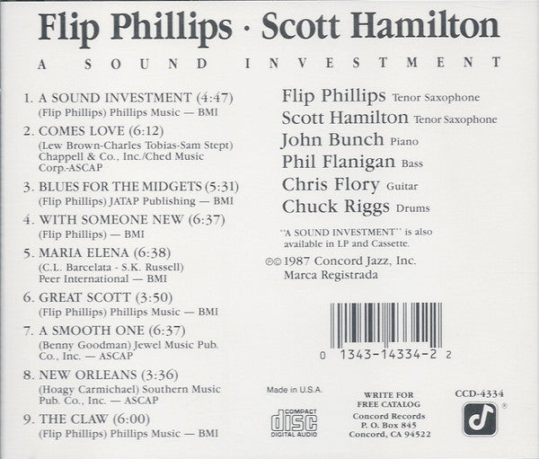 Flip Phillips & Scott Hamilton : A Sound Investment (CD, Album)