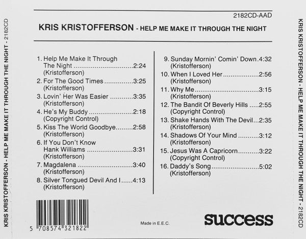 Kris Kristofferson : Help Me Make It Through The Night (CD, Comp)