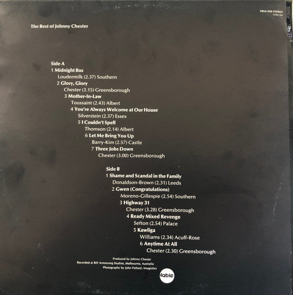Johnny Chester : The Best Of Johnny Chester (LP, Comp)