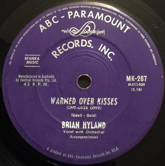Brian Hyland : Warmed Over Kisses (Left Over Love) / Walk A Lonely Mile (7", Single)