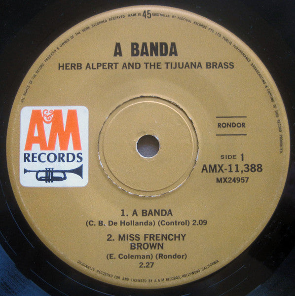 Herb Alpert & The Tijuana Brass : A Banda (7", EP, Mono)