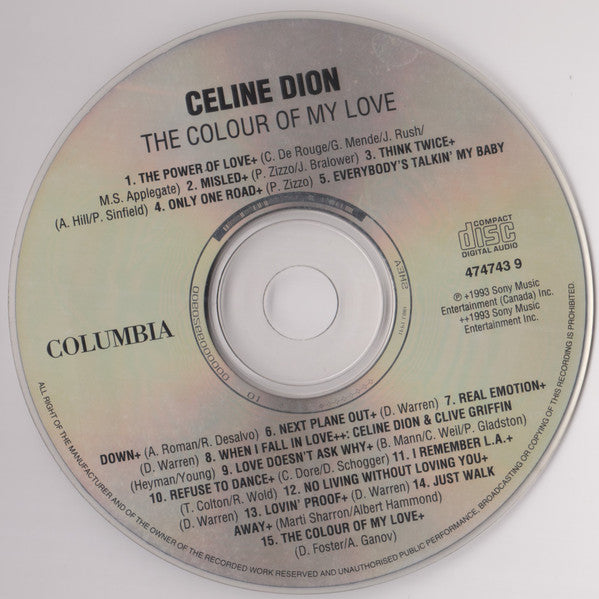 Céline Dion : The Colour Of My Love (CD, Album)