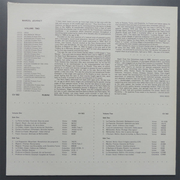 Marcel Journet : Marcel Journet Volume Two (LP, Comp, Mono)