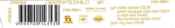 Destiny's Child : Girl (CD, Single)