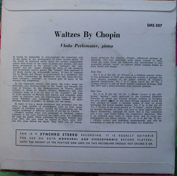 Vlado Perlemuter : Chopin Waltzes (7")