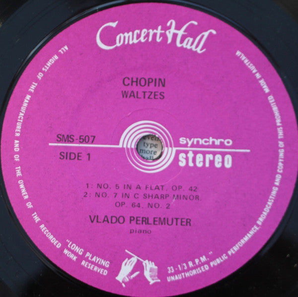 Vlado Perlemuter : Chopin Waltzes (7")
