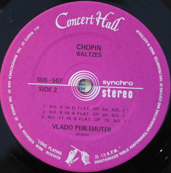 Vlado Perlemuter : Chopin Waltzes (7")