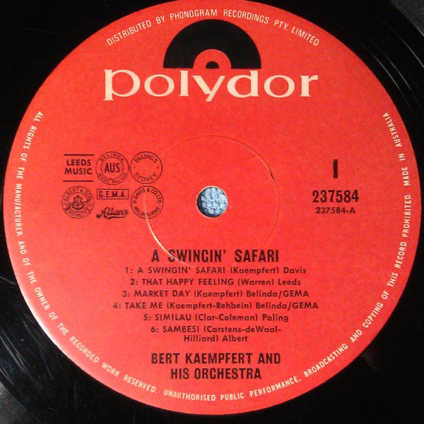 Bert Kaempfert & His Orchestra : A Swingin' Safari (LP, Album)