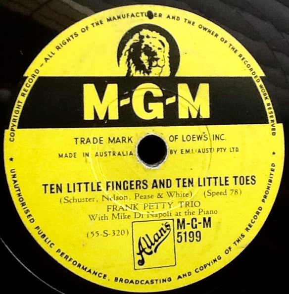Frank Petty Trio : Ten Little Fingers And Ten Little Toes / Under The Double Eagle (Shellac, 10")