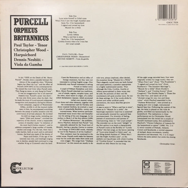 Paul Taylor (19), Christopher Wood, Dennis Nesbitt, Purcell* : Orpheus Britannicus (LP, RE)