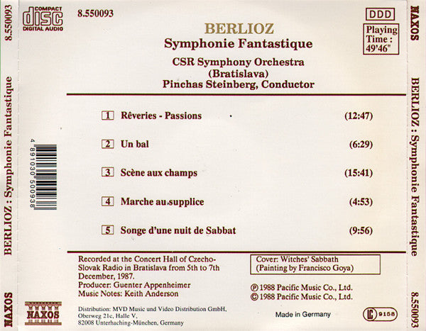 Berlioz*, CSR Symphony Orchestra (Bratislava)*, Pinchas Steinberg : Symphonie Fantastique (CD, Album, RE)
