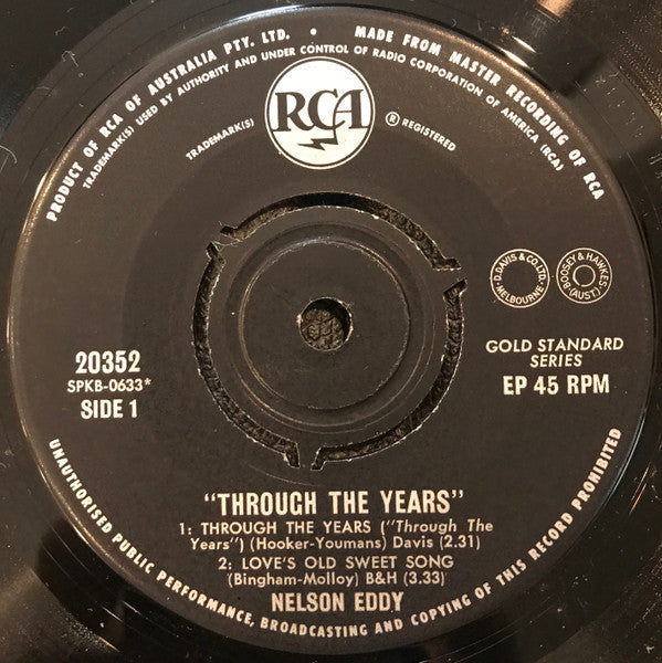 Nelson Eddy : Through The Years (7", EP, Mono)