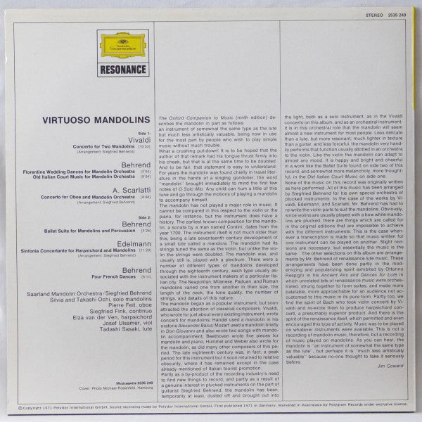 Vivaldi* • Scarlatti* : Virtuoso Mandolins - Old Italian Court Dances (LP)