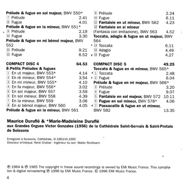 Johann Sebastian Bach : Préludes, Toccatas, Fantaisies & Fugues pour orgue (5xCD, Comp)