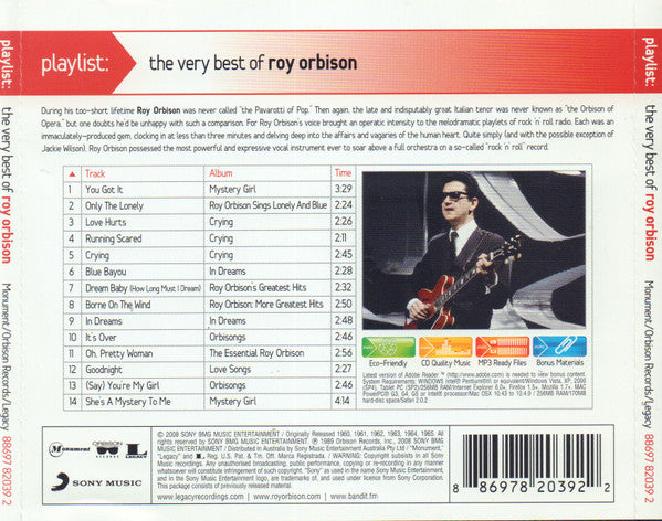 Roy Orbison : Playlist: The Very Best Of Roy Orbison (CD, Comp, Enh, RE, Eco)