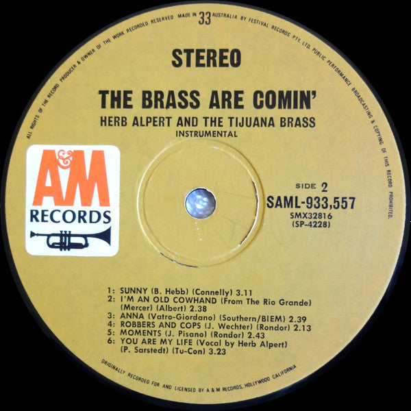 Herb Alpert & The Tijuana Brass : The Brass Are Comin' (LP, Album, Gat)