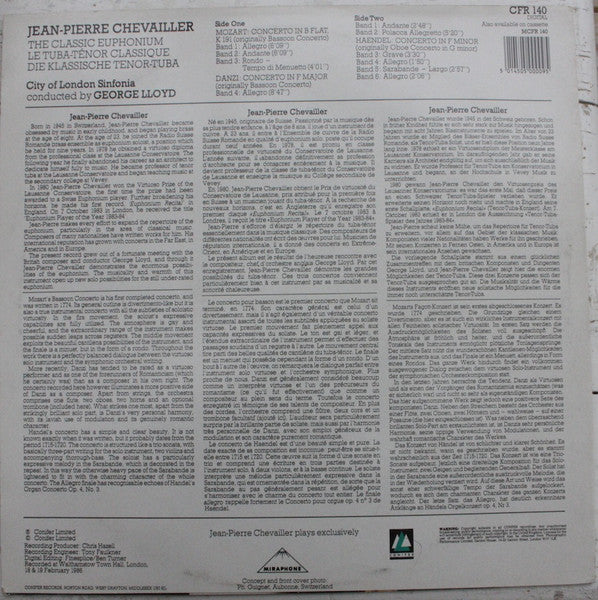 Jean-Pierre Chevallier (2) Plays Concertos By Wolfgang Amadeus Mozart, Franz Danzi, Georg Friedrich Händel, City Of London Sinfonia Conducted By George Lloyd : Jean-Pierre Chevallier Plays Concertos By Mozart Danzi Haendel (LP, Album)