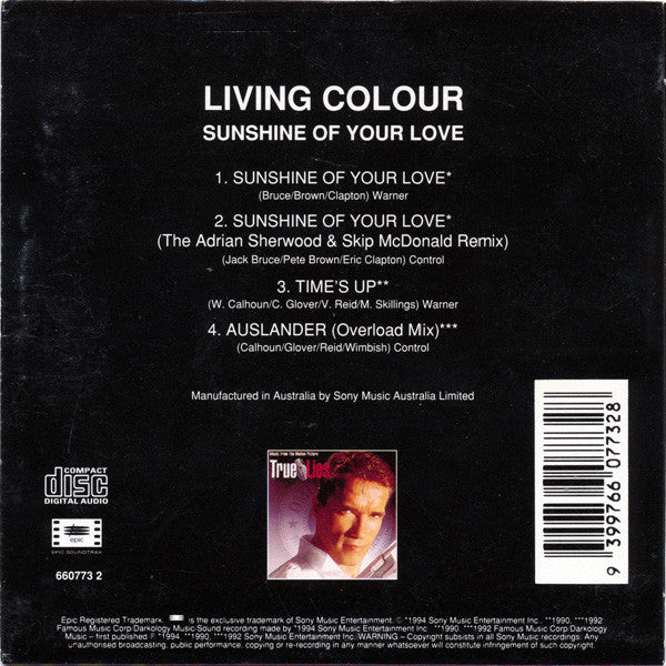 Living Colour : Sunshine Of Your Love (CD, Single)
