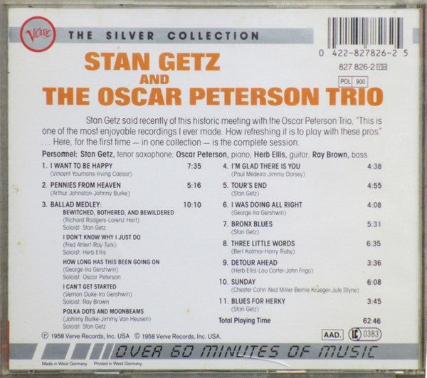 Stan Getz And The Oscar Peterson Trio : Stan Getz And The Oscar Peterson Trio (CD, Album, Mono, RE, RM)