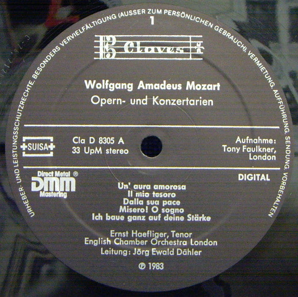 Wolfgang Amadeus Mozart, Ernst Haefliger, English Chamber Orchestra , Leitung Jörg Ewald Dähler : Mozart Arien (LP, Gat)