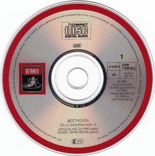 Jacqueline Du Pré, Ludwig van Beethoven, Daniel Barenboim : The Five Cello Sonatas, Variations (2xCD, Album, RE, RM)