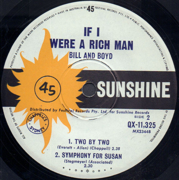 Bill And Boyd : If I Were A Rich Man (7", EP, Mono)