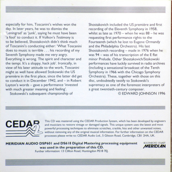 Stokowski* conducts Shostakovich*, The Philadelphia Orchestra : Symphony No. 5 • Symphony No. 6 (CD, Comp, Mono, RM)