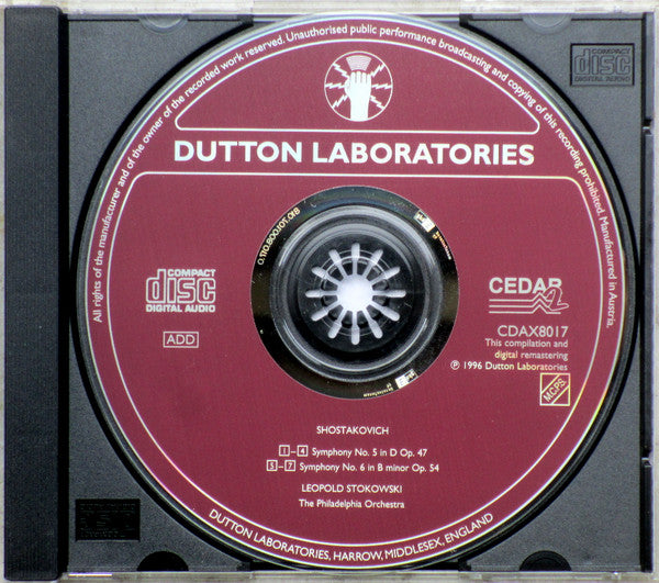 Stokowski* conducts Shostakovich*, The Philadelphia Orchestra : Symphony No. 5 • Symphony No. 6 (CD, Comp, Mono, RM)