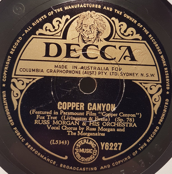 Russ Morgan And His Orchestra : Copper Canyon / Home Town Band (Shellac, 10")