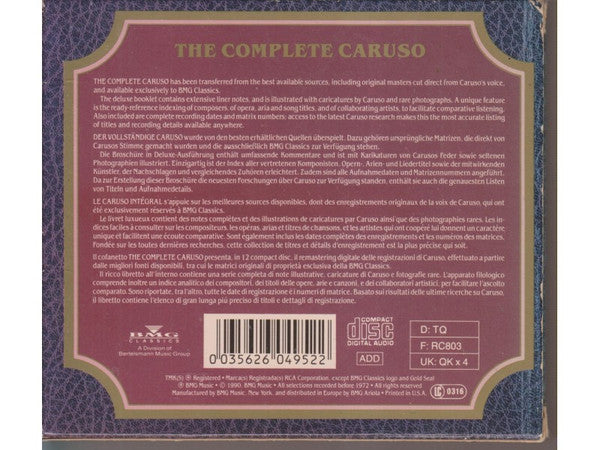 Enrico Caruso : The Complete Caruso (12xCD, Comp, Mono + Box)