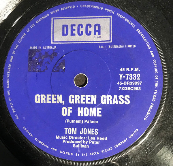 Tom Jones : Green, Green Grass Of Home (7")