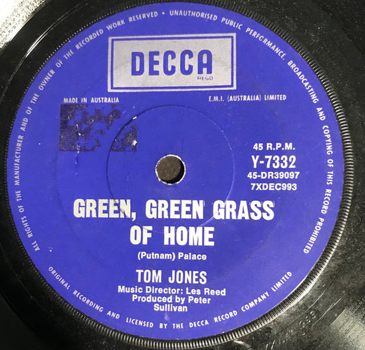 Tom Jones : Green, Green Grass Of Home (7")